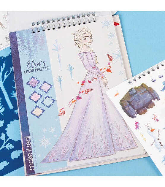 Disney Frozen Mini Designs Colouring Sketch Book Stickers & Pens Kids Girls 